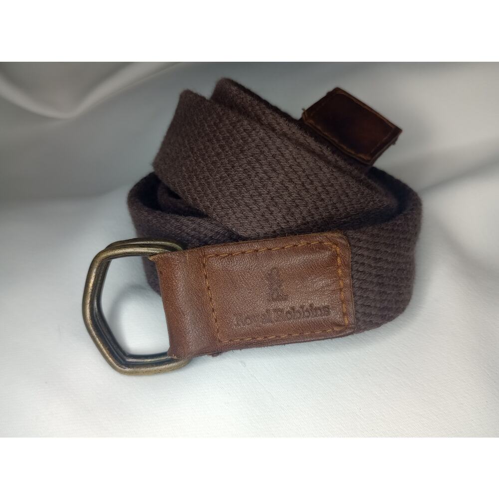 VTG Royal Robbins Brown Canvas and Leather D-Ring Belt - Gorpcore Granola - 38"